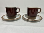 Poole Pottery Chestnut Cup and Saucer Set Of 2 Ribbed Brown Vintage Retro