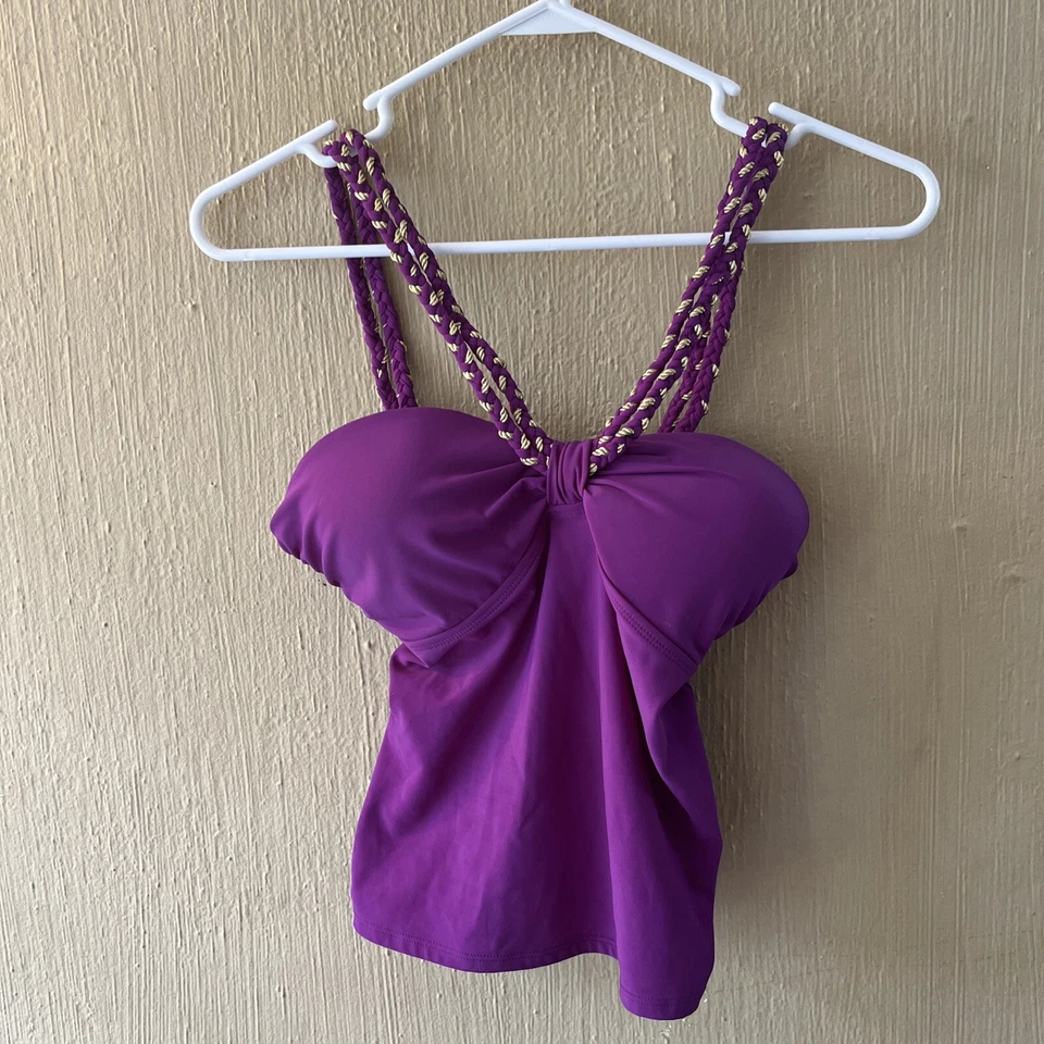 Traje de baño tankini Shape fx SWIM talla 10 púrpura top tankini cuerda dorada Foto 3 de 4