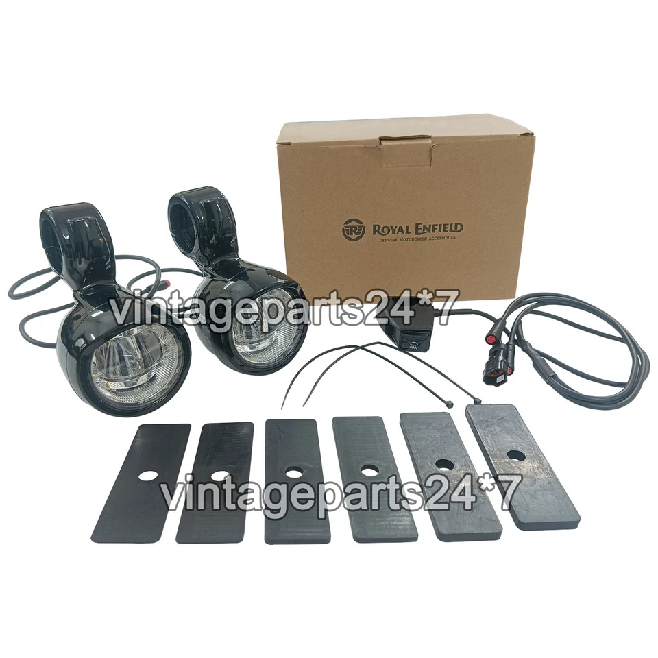 Original Royal Enfield Super Meteor 650 Phare Antibrouillard LED, Paire, Noir - Photo 2/4