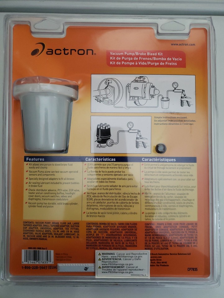 ACTRON CP7835 VACUUM PUMP/BRAKE BLEED KIT eBay