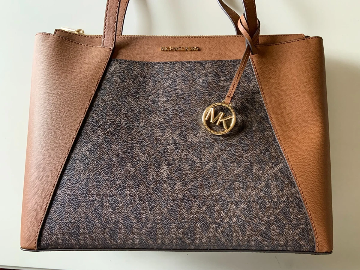 NEW Michael Kors Maddie 38H3GN2T2B MD EW Top Zip Tote BROWN  