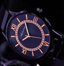 Adrina Damen Mesh Milanaise Magnet Armband Frauen Uhr Schwarz Rose Gold Farben