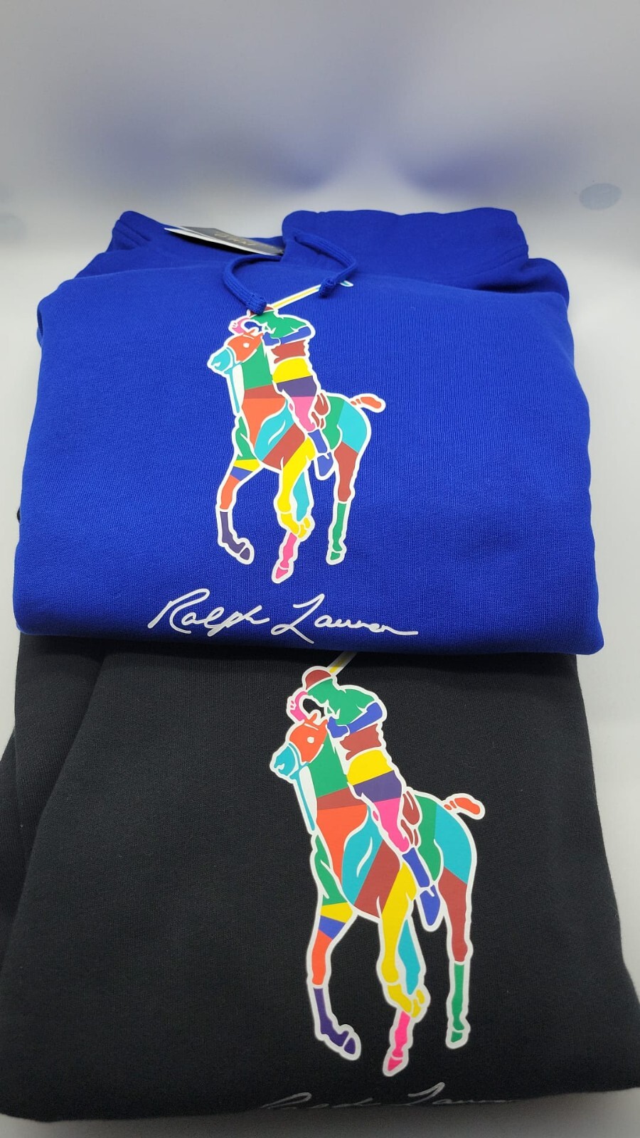 Polo uomo Ralph Lauren felpa con cappuccio pullover felpa Big Pony blu nero 0010 nuova con etichetta