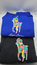 NWT Men's Polo Ralph Lauren Hoodie Pullover Sweatshirt Big Pony Blue Black 0010