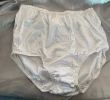 Nwot 100 Nylon White High Waist brief panties XL With Nylon Satin Gusset