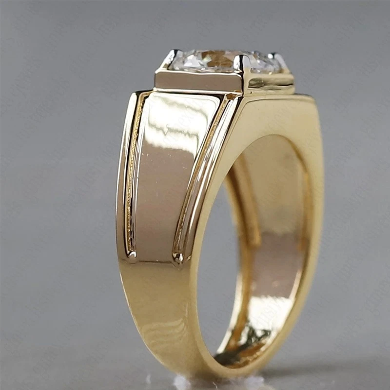 Anillo de compromiso para hombre IGI 2,00 quilates redondo F VS1 diamantes cultivados en laboratorio oro bicolor de 14 k Foto 3 de 4