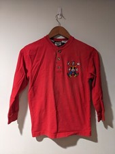 Vintage 90s Mickey Goofy Kids Medium Red 10-12 Months Long-Sleeve Henley