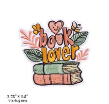 Book Lover Cute Colorful Books Reader Floral Pastel Embroidered Iron On Patch