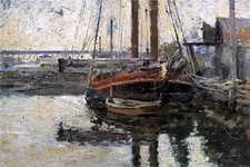 Ｏｉｌ　ｐａｉｎｔｉｎｇ theodore robinson - coal schooner unloading free shipping canvas