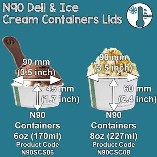 N90 Small Cardboard Biodegradable Compostable Ice Cream Containers 6oz x 50 - Picture 9 of 17
