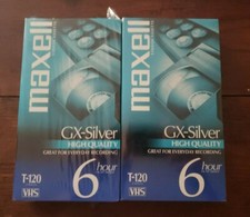 Set of 2 Maxell 214016 120 Minute Gx Silver Video Tape NEW SEALED free ship