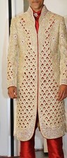 Mens Indian/pakistani Sherwani Gold And Red Velvet Wedding