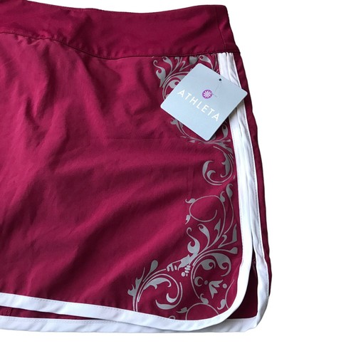 Athleta roter Active Skort Rock Damen 6 Taschen Reißverschluss gefüttert Tennis Laufen - Bild 8 von 18