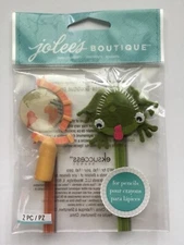 Jolees Boutique School Pencil Toppers Scrapbook Supplies Frog World Globe RARE