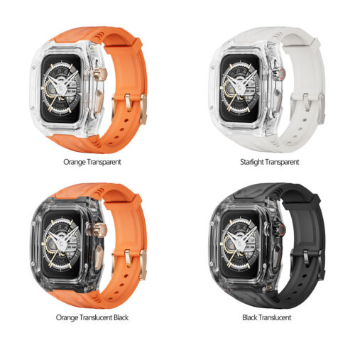 Custodia Trasparente Cinturino Silicone per Apple Watch Ultra e Ultra2 49mm 40/41/44/45mm - Foto 9 di 63