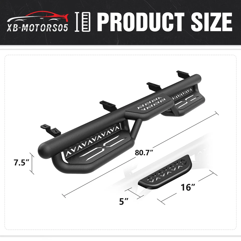 2-Stair Running Boards Side Steps For 2007-2021 Toyota Tundra Crew Max Cab Foto 3 de 4