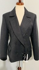 Limited Edition Zara Anthracite Gray Wool Blazer Lapel Collar Double Breasted L