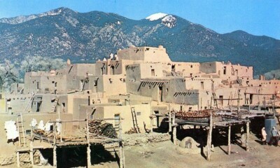 Postcard South Pueblo Taos Mountain New Mexico Santa Fe c1950s