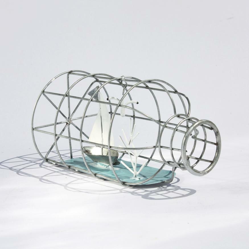 Wire Boat in a Bottle | Coastal Ornament by Shoeless Joe