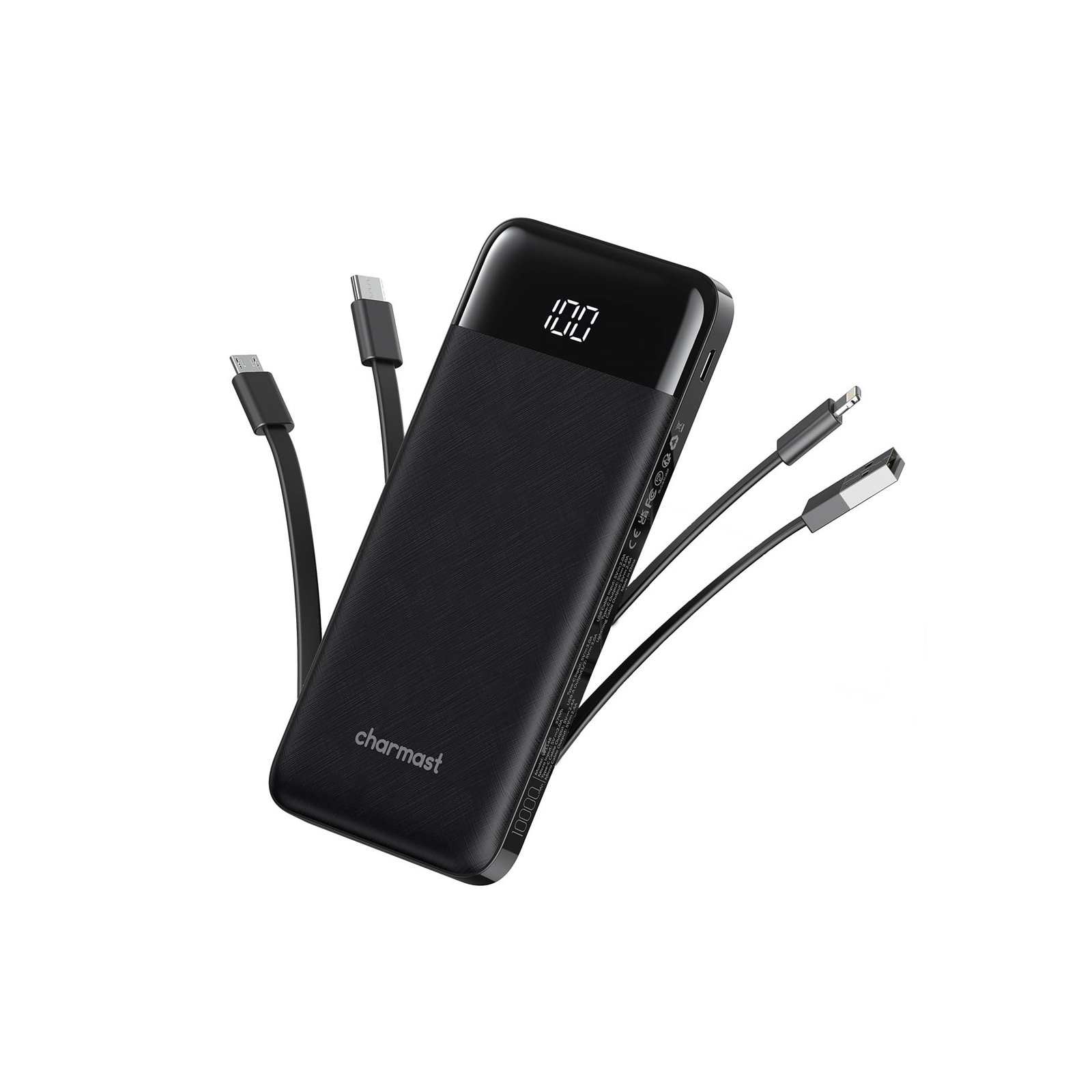 Portable Charger with Built in Cables, Portable Charger with Cords Wires Slim...-image