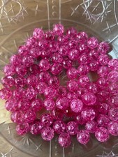 100 pcs 8mm dark pink Clear Acrylic Beads, For making jewelry- Craft - DIY
