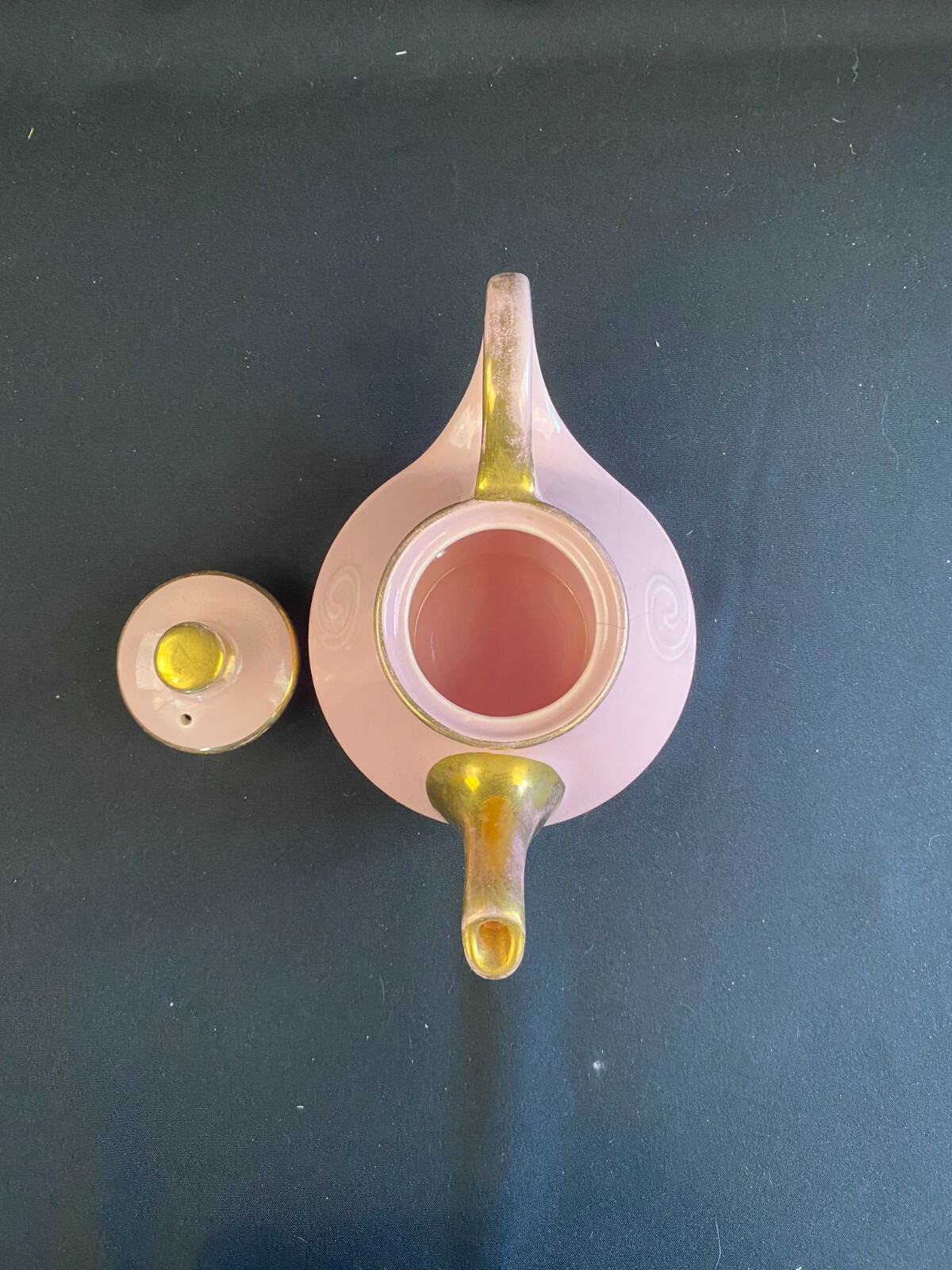 Pearl China Co 22KT Gold Trim PINK Teapot RARE Color Vintage Retro MCM