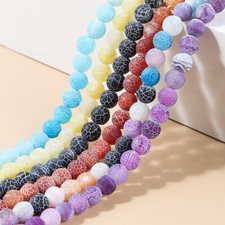 6/8/10/12mm Round Multicolor Dream Fire Dragon Agate Gemstone Loose Beads Strand
