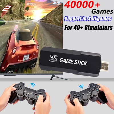 HDMI TV 4K Game Stick 128G 40000+ Games Video Game Console w/2*Wireless Gamepads