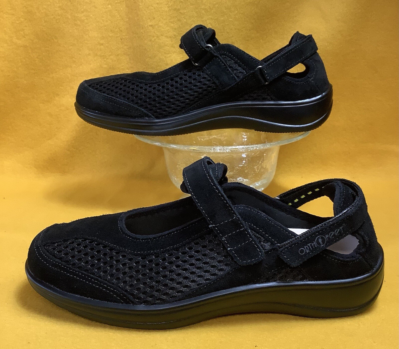 ORTHOFEET SANIBEL Black Suede/Mesh Comfort Casual Mary Jane Shoe women