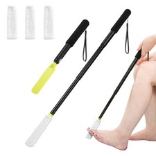 Toe Cleaning Brush Telescoping 12-24in with Drying Covers