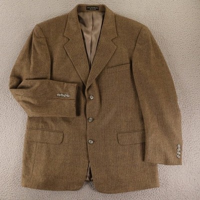 VTG Gianfranco Ruffini Jacket 42R M Brown Herringbone 100% Wool Tweed Lambswool