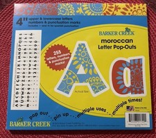 Barker Creek 255-Piece Moroccan Letter Pop-Outs, Multicolor 4  Letters, Numbe...