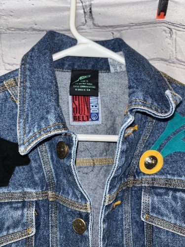 Kids Moxie Jean Jacket Made USA Geometric Tribal Suede appliqué Small - Picture 2 of 4
