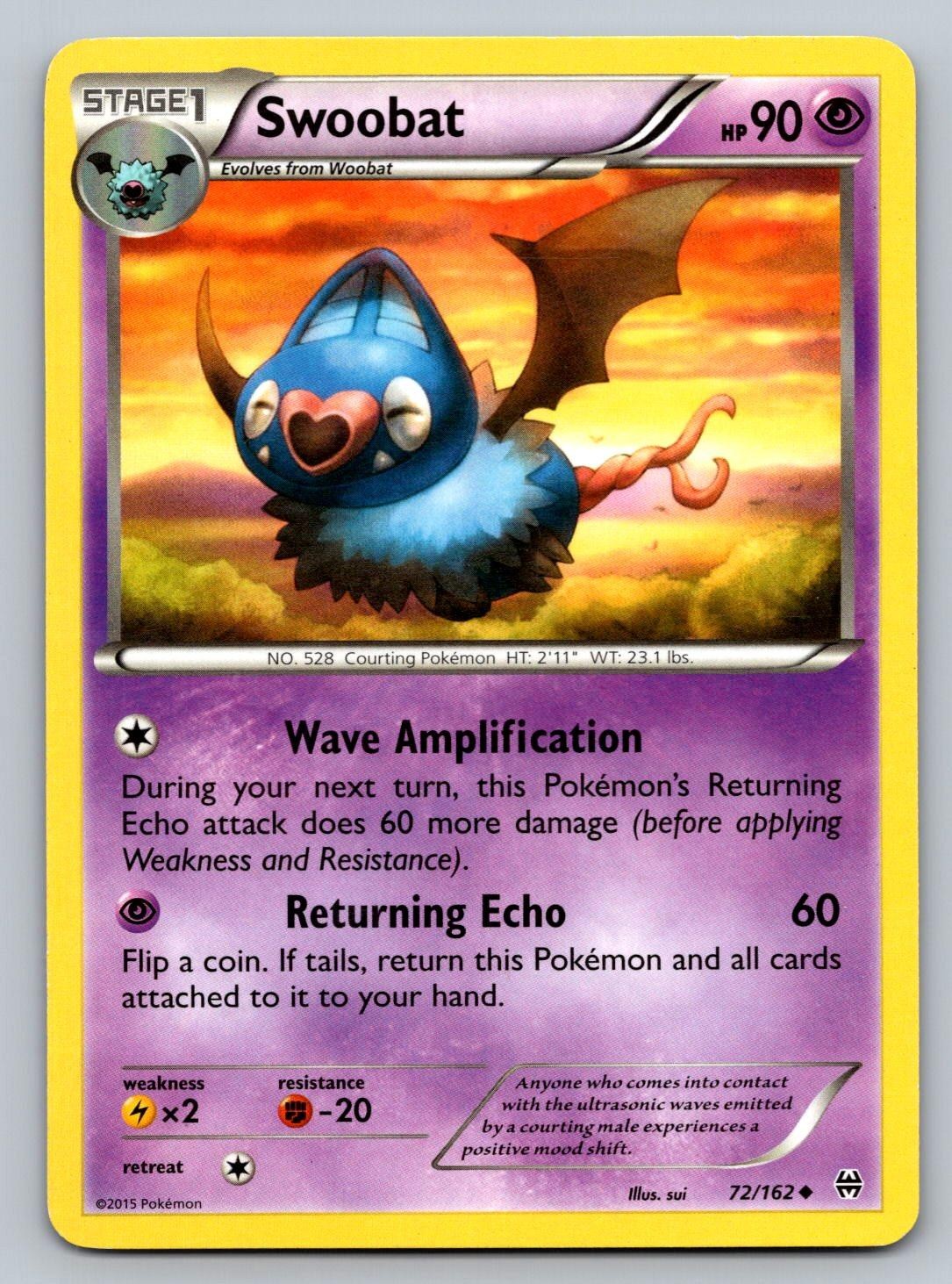 Swoobat 72/162 Uncommon BREAKthrough Pokemon Moderately Played