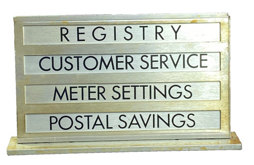 Post office Counter Sign Registry Meter Settings Postal Savings Cust Serv 1960s
