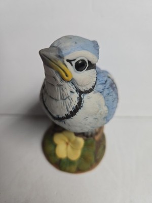 Baby Blue Jay Andrea by Sadek Porcelain Realistic Bird Figurine #6350 Japan 4''
