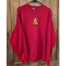 Vintage Winnie the Pooh Sweatshirt Womens XL Red Excellent Embroidered Graphic
