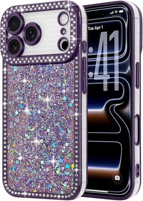iPhone 17 Pro Max Case Glitter, Luxury Shiny Bling Sparkly Bumper Cover with Dia