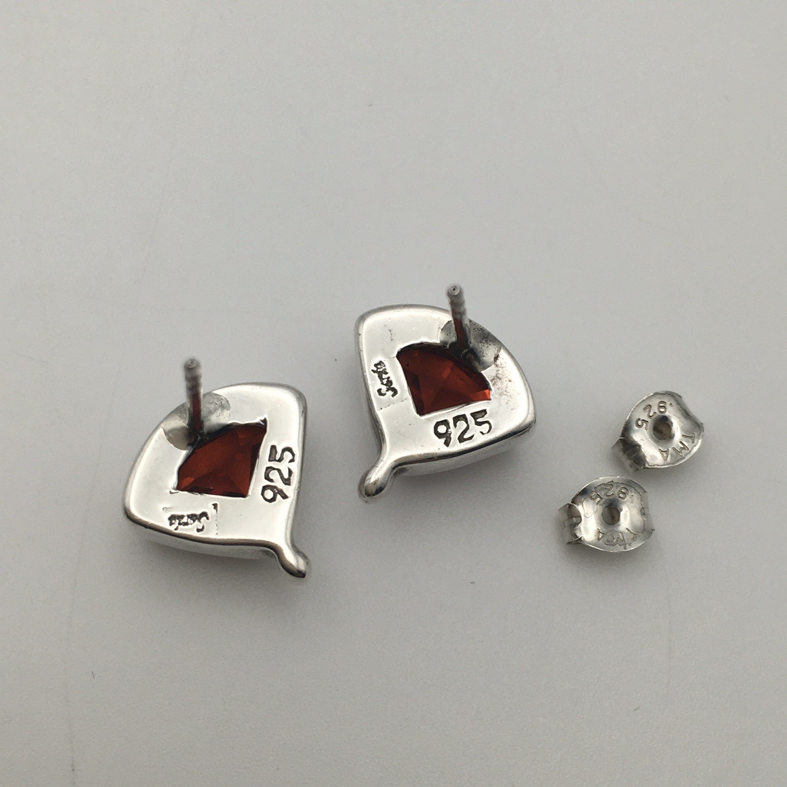 Vintage Sterling Silver SARDA Orange Red Spessartine Garnet Earrings 5.8g #53