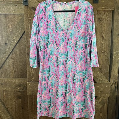 Lilly Pulitzer Tessa Seaweed Samba  Women's Lightweight 3/4 Sleeve Sheath Dress