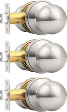round Passage Door Knobs Interior Hall/Closet Door Handles Brushed Nickel Ball K