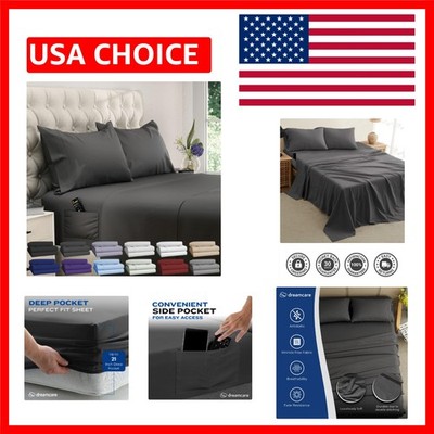 4-Piece Cooling King Sheet Set - 21  Deep Pocket & Side Pocket Elegance