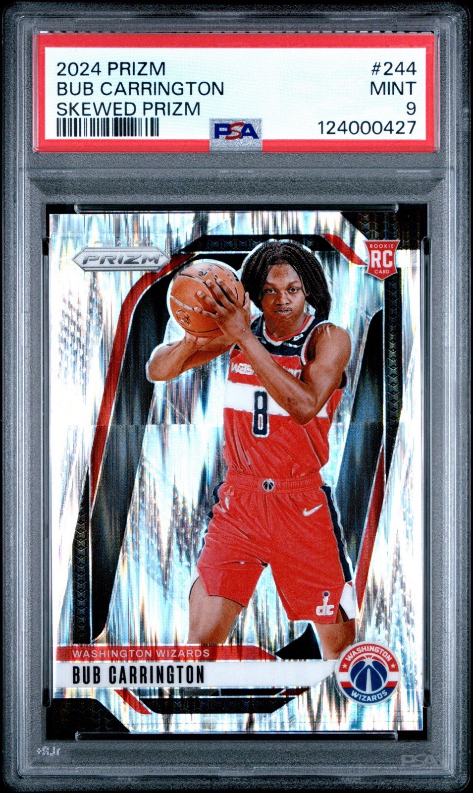 2024-25 Panini Prizm - Bub Carrington #244 Skewed Prizm /249 (RC)