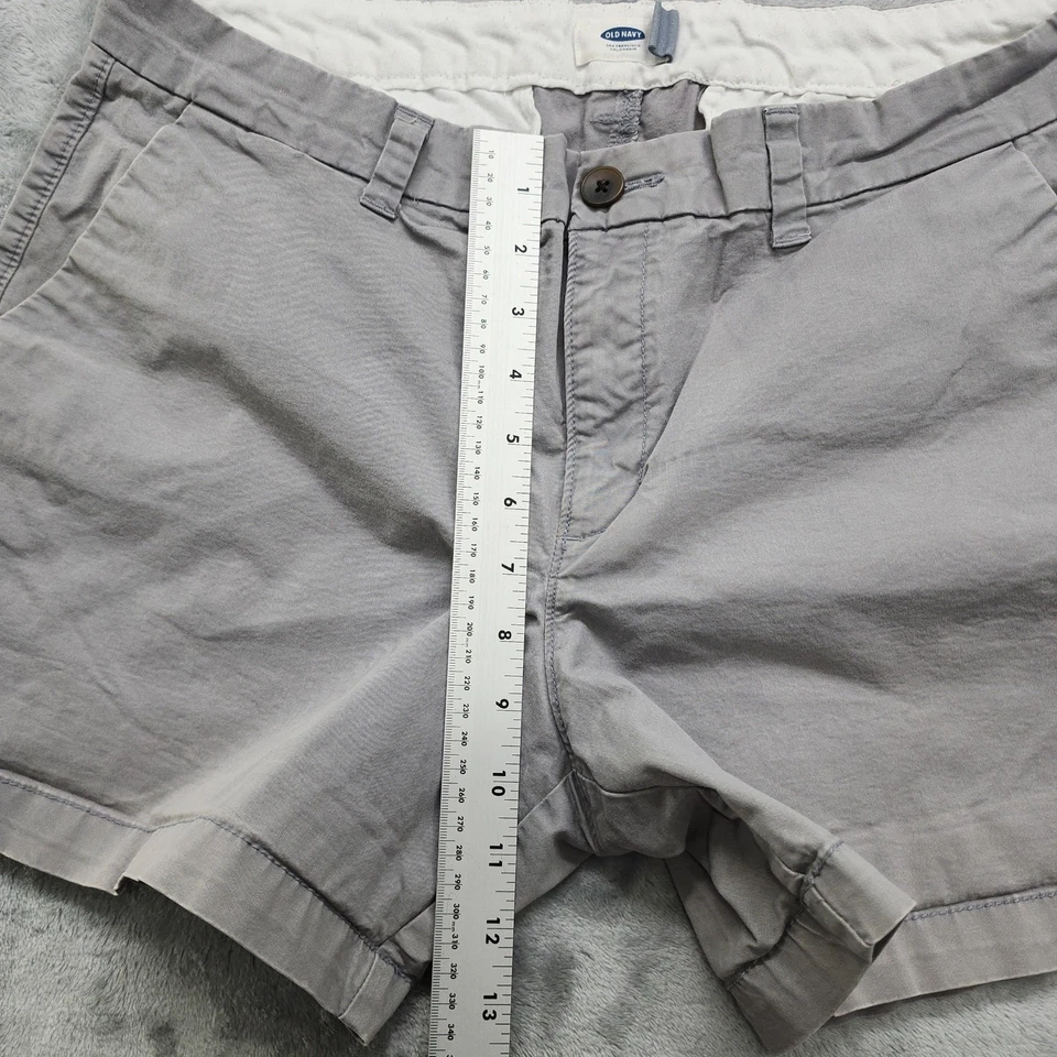 Pantalones Cortos Old Navy Para Mujer 12 ALTOS Gris Todos los Días 5" Tiro Medio Elastizado Algodón Chino Foto 3 de 4