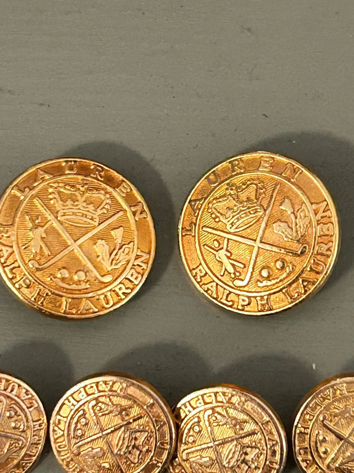 Ralph Lauren rare gold crown golf clubs spellout blazer replacement buttons 10 - Image 2 of 3
