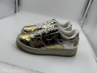 Size 8.5 Bapesta X Nigo Silver And Gold Bape Very Rare | eBay