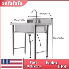 Kitchen Sink Stainless Steel Commercial 1 Compartment Utility Sink With Faucet