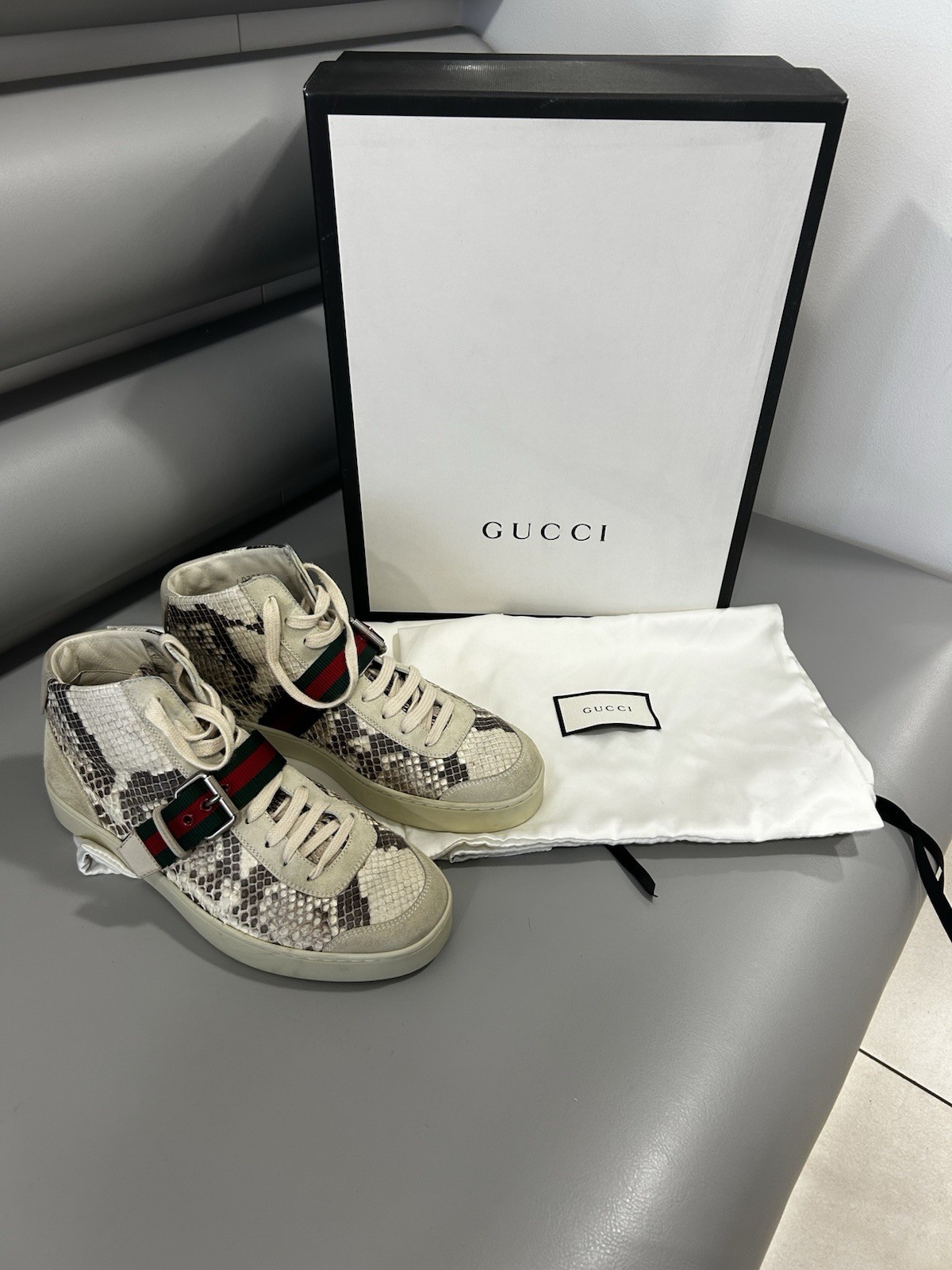 Men’s Preloved Gucci Python High Top Trainers Siz… - image 1