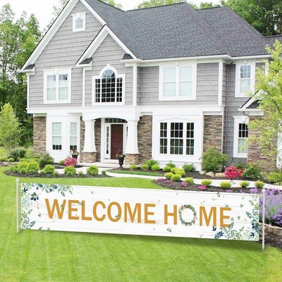 Welcome Home Sign, Housewarming Party Decor, 9.8ft x 1.6ft, Yellow