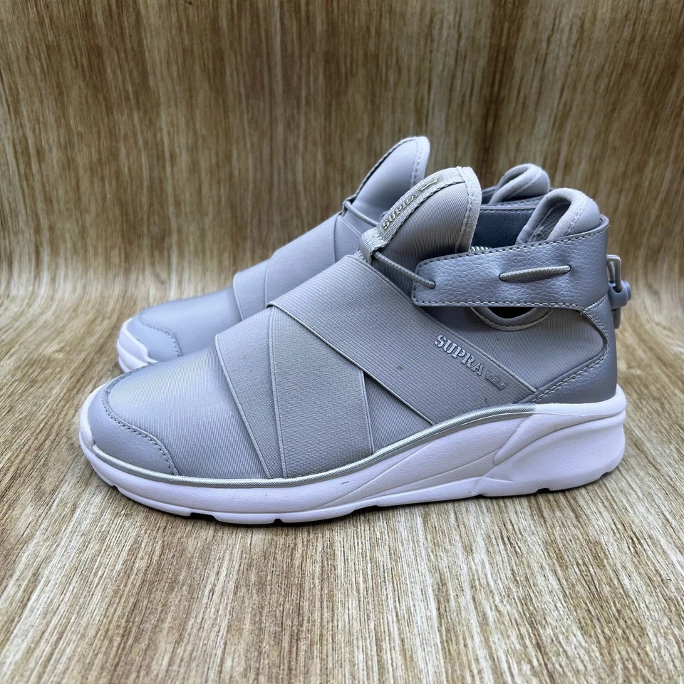 Supra Anevay Para Mujer Talla 7 Gris Blanco Medio Top Zapatos de Skate Tenis Foto 3 de 4